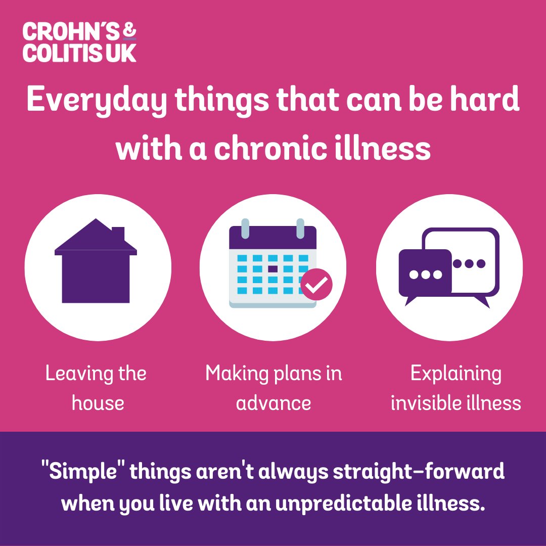 CrohnsColitisUK's tweet photo. Chronic illness can affect all areas of a person's life. It can be easy for others to forget that they likely only see us on our good days, and that the impact of Crohn's or Colitis still affects us even if we look okay on the outside. Who relates? https://t.co/EJOpWBtg8e