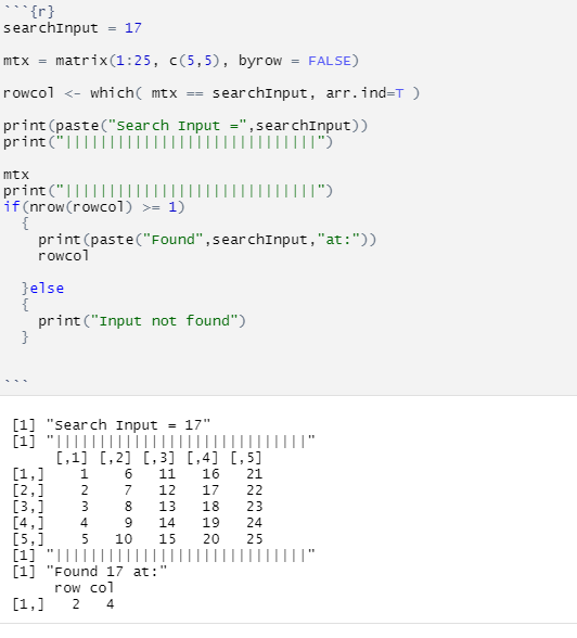 DatJot's tweet photo. The more I play with #R, I see why #R is great for exploring data.
Using #R with #RStudio to find an element in a m x n matrix.
#Data #Statistics #DataScience #DataAnalytics #OpenSource #100DaysOfCode #Mathematics #ML #mathchat #gischat #rchat #rstudiochat https://t.co/bY2WkxUojl