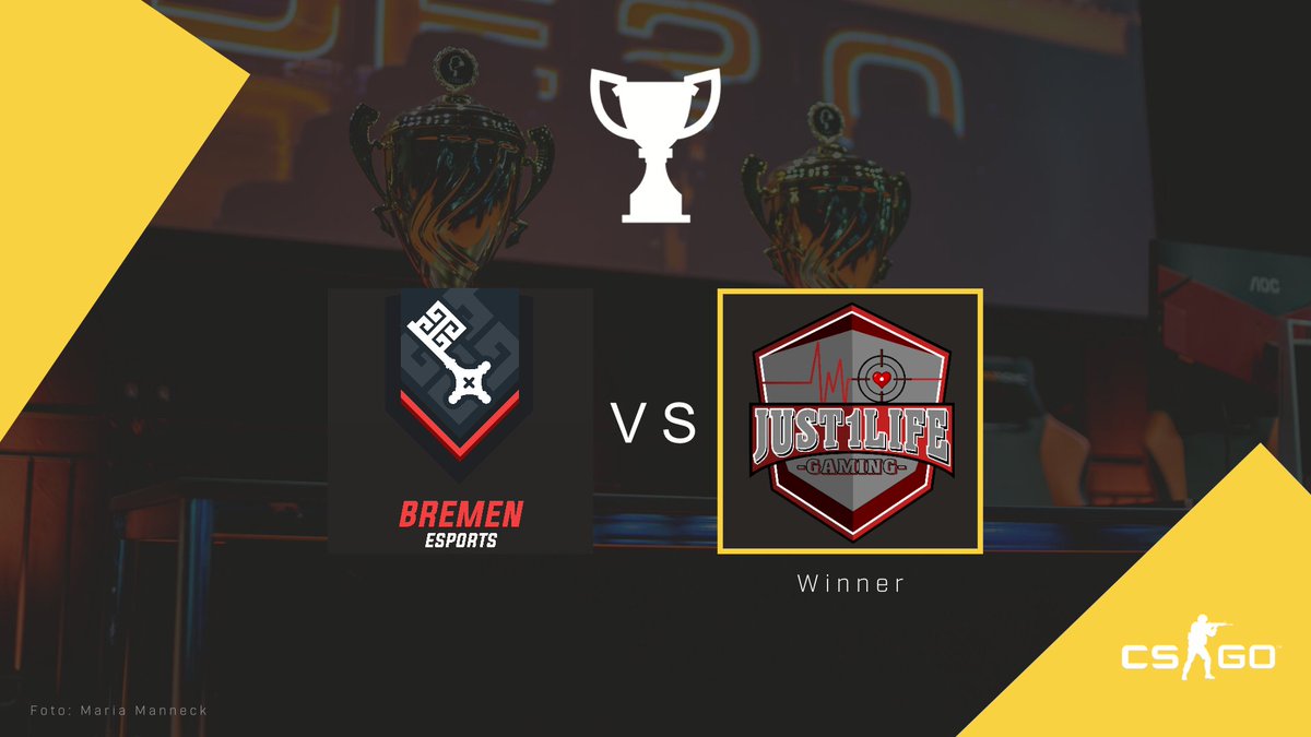 🥳GG WP!🥳

<a href="/Just1LifeGaming/">Just1Life Gaming e.V.</a> setzt sich im Finale mit 3⃣:1⃣ gegen starke Spieler*innen von <a href="/bremen_esports/">Bremen eSports e.V.</a> durch und gewinnt damit den ESBD #Vereinspokal 2022 in #CSGO.

🏆Herzlichen Glückwunsch!🏆

Danke an alle Unterstützer*innen!
#Breitensport #VereinspokalCSGO