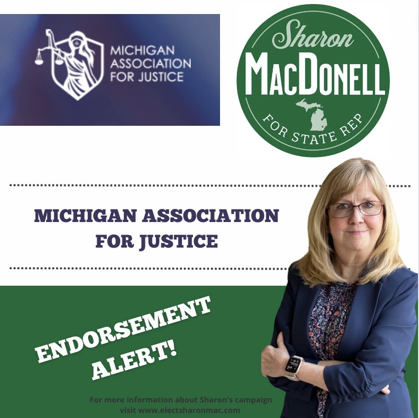 electsharonmac's tweet photo. I am very proud to receive the endorsement of the Michigan Association for Justice @MI_Justice
#endorsement #michigan #voteaugust2 #primary #vote https://t.co/3MJD1KBjio