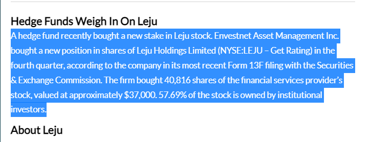LastManTrading's tweet photo. $LEJU @Ultra_Calls 
BOOOM!!!
New institutional ownership:
https://t.co/ORcnug10lf https://t.co/3FJgRe140N