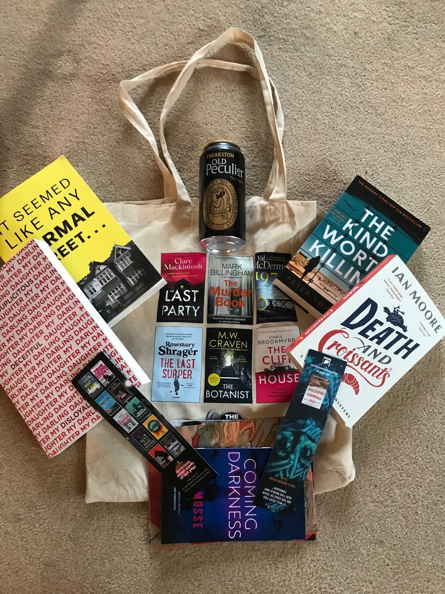 Not long left to enter so I thought I'd give you a peek at the amazing books and beer in the bag! Subscribe before midnight hobeck.net - RETWEET AND TAG a crime fiction lover #notatharrogate #win #competition @JaneCaseyAuthor @MonsieurLeMoore @PeterSwanson3