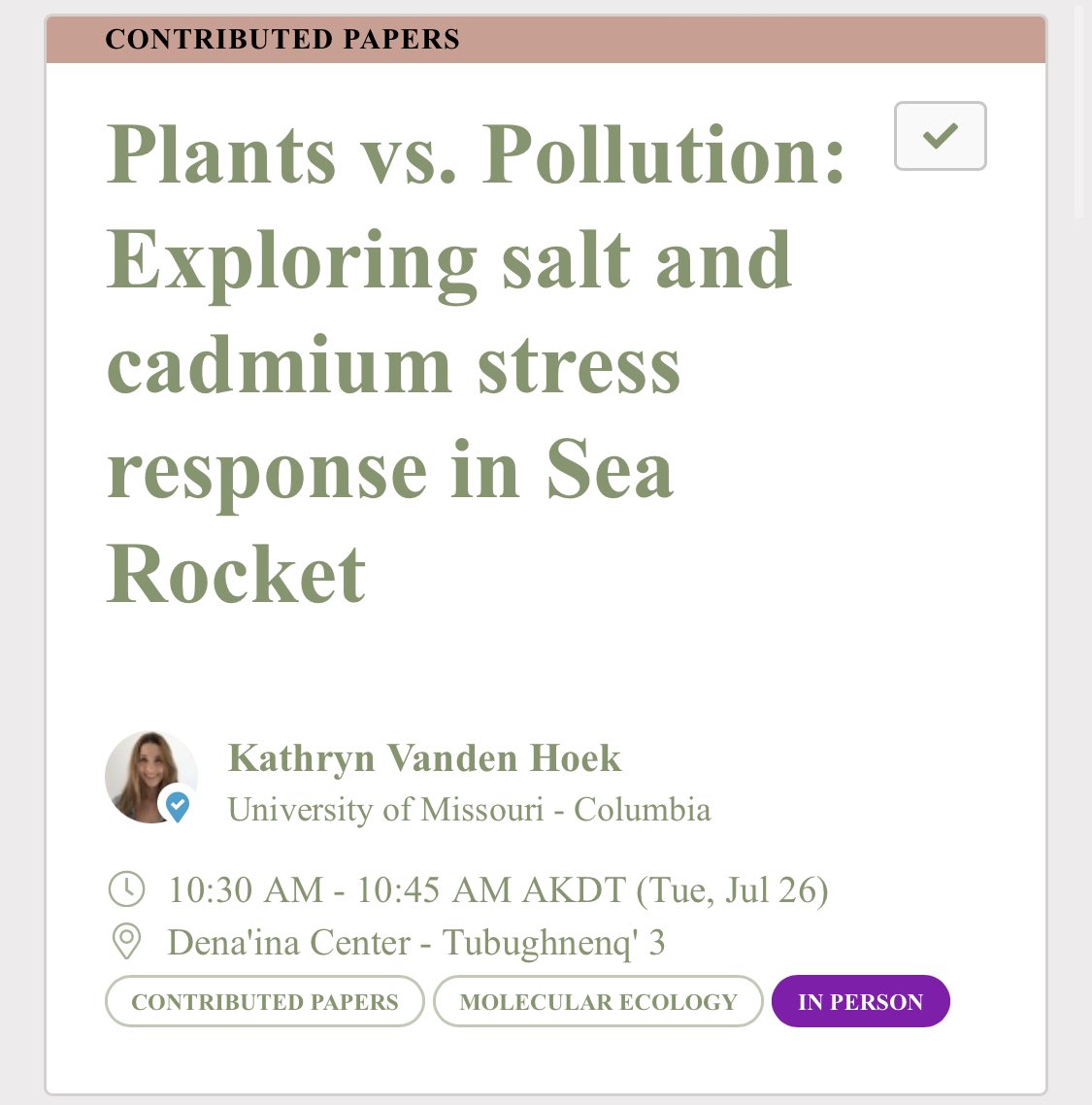 shawnkthomas's tweet photo. Finally undergrad @kap0929 shows some prelim data on Salt/Cd tolerance in Searocket and the potential impact of ancient polyploidy! We didn’t get enough funding for her to attend in person, but the recording is a can’t miss! Tuesday 10:30am at Dena’ina - Tubughnenq’ 3 #Botany2022 https://t.co/Tj5aXzvyI9