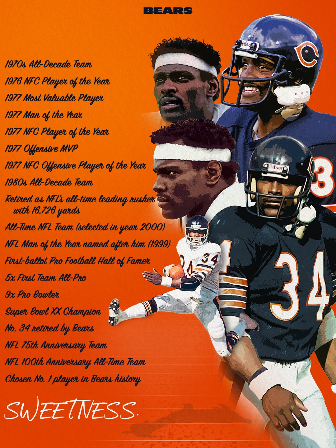 Stanley Easley on X: 'RT @ChicagoBears: G.O.A.T. Happy birthday Sweetness,  we miss you. 