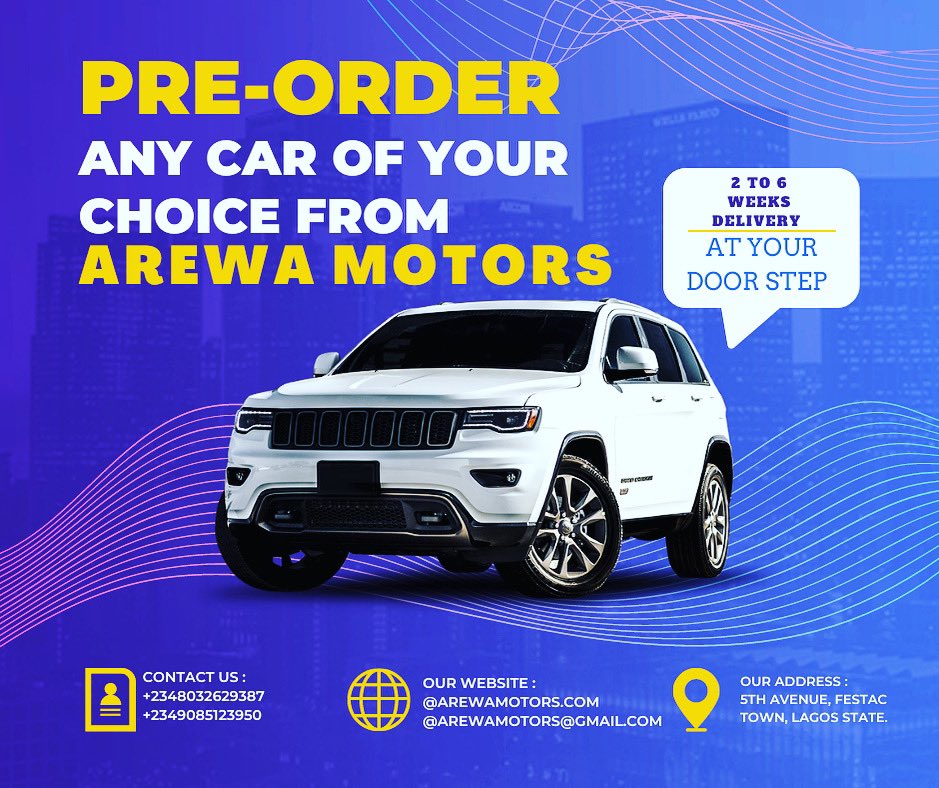 ArewaAuto's tweet image. With 2 - 6wks Delivery options now
available, Preordering your Dream car @arewa_auto_cars has gotten much
faster and efficient. From Canada 🇨🇦 USA 🇺🇸 &amp;amp; Europe 
You simply tell us ur Specific car, we delivery to u at your door step. 
Contact us with any question via
📞08032629387