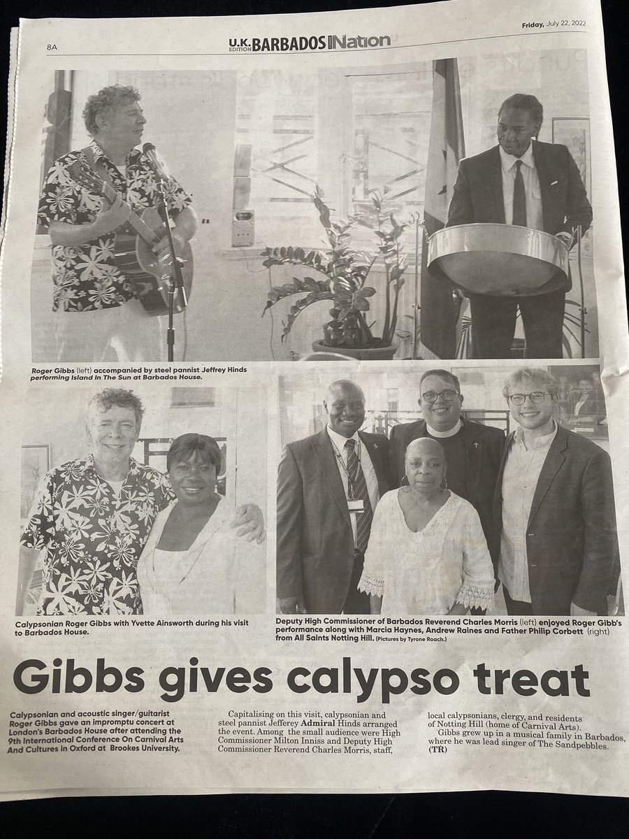 Lovely to be featured in the Barbados Nation. Thank you @blackrockboy