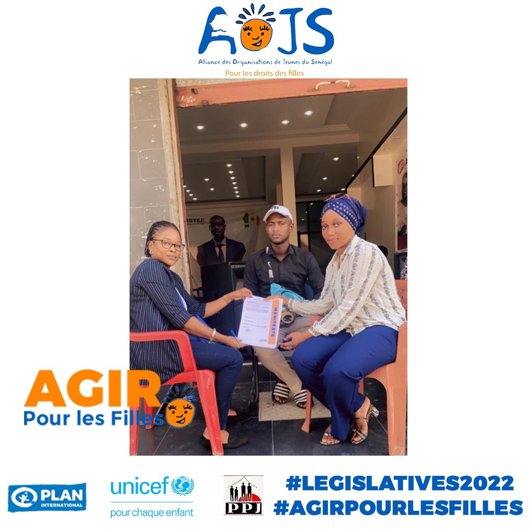 Candidat(e)s investi(e)s aux élections législatives à Dakar,  

Marie Sow Ndiaye et Anta Diop s’engagent à Agir Pour les Filles.

#legislatives2022 #senegal #droitsdesfilles #kebetu