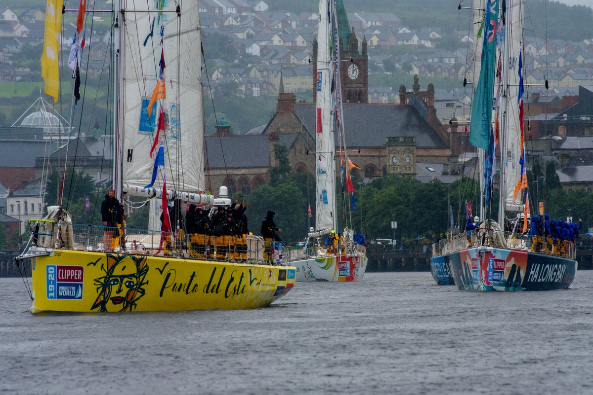 dcsdcouncil's tweet photo. The weather didn’t dampen the spirits today as the Mayor joined the crowds on the quayside to bid farewell to the @ClipperRace fleet as they left the city on the final leg of their global adventure, on the final day of the Foyle Maritime Festival.
#FMF22 https://t.co/ZmjRKlAJeN