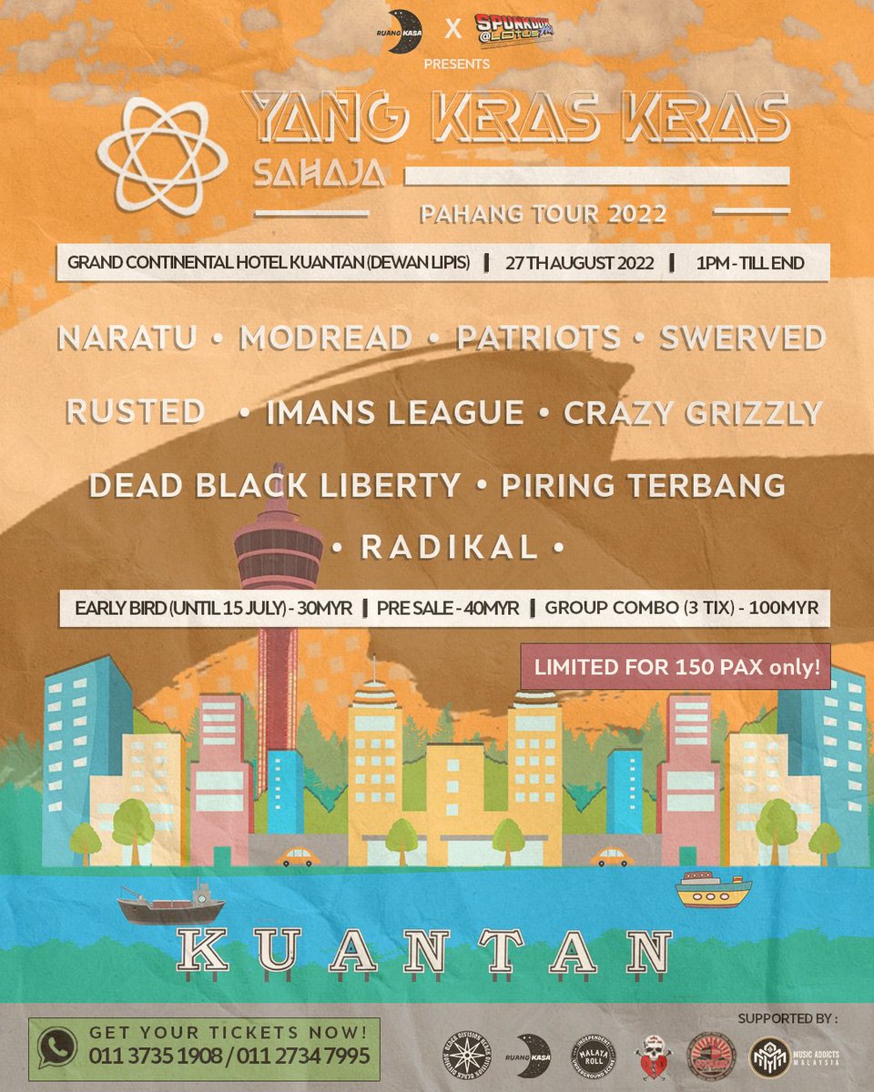 Piring Terbang (@piringterbangmy) on Twitter photo And don't forget to buy your tickets for the next YKKS at Kuantan. See you soon guys ☺️
<a href="/spunkdokMY/">Spunkdok</a>
#blackdivision
#ruangkasa
<a href="/MalayaRoll/">MALAYA ROLL</a>
<a href="/musicaddicts_my/">MUSIC-ADDICTS-MY</a>
<a href="/naratukd/">Naratu</a> <a href="/modreadband/">Modread</a> <a href="/PatriotsMY/">PATRIOTS</a> <a href="/OfficialSwerved/">Swerved Official</a> #rustedHC <a href="/IMANSLEAGUE/">IMAN'S LEAGUE</a> <a href="/crazy_grizzly/">BIMA SAKTI FOR FINAL ANUGERAH LAGU INDIE LETS GO!</a> #deadblackliberty <a href="/RadikalRasmi/">Radikal</a> And don't forget to buy your tickets for the next YKKS at Kuantan. See you soon guys ☺️
<a href="/spunkdokMY/">Spunkdok</a>
#blackdivision
#ruangkasa
<a href="/MalayaRoll/">MALAYA ROLL</a>
<a href="/musicaddicts_my/">MUSIC-ADDICTS-MY</a>
<a href="/naratukd/">Naratu</a> <a href="/modreadband/">Modread</a> <a href="/PatriotsMY/">PATRIOTS</a> <a href="/OfficialSwerved/">Swerved Official</a> #rustedHC <a href="/IMANSLEAGUE/">IMAN'S LEAGUE</a> <a href="/crazy_grizzly/">BIMA SAKTI FOR FINAL ANUGERAH LAGU INDIE LETS GO!</a> #deadblackliberty <a href="/RadikalRasmi/">Radikal</a>