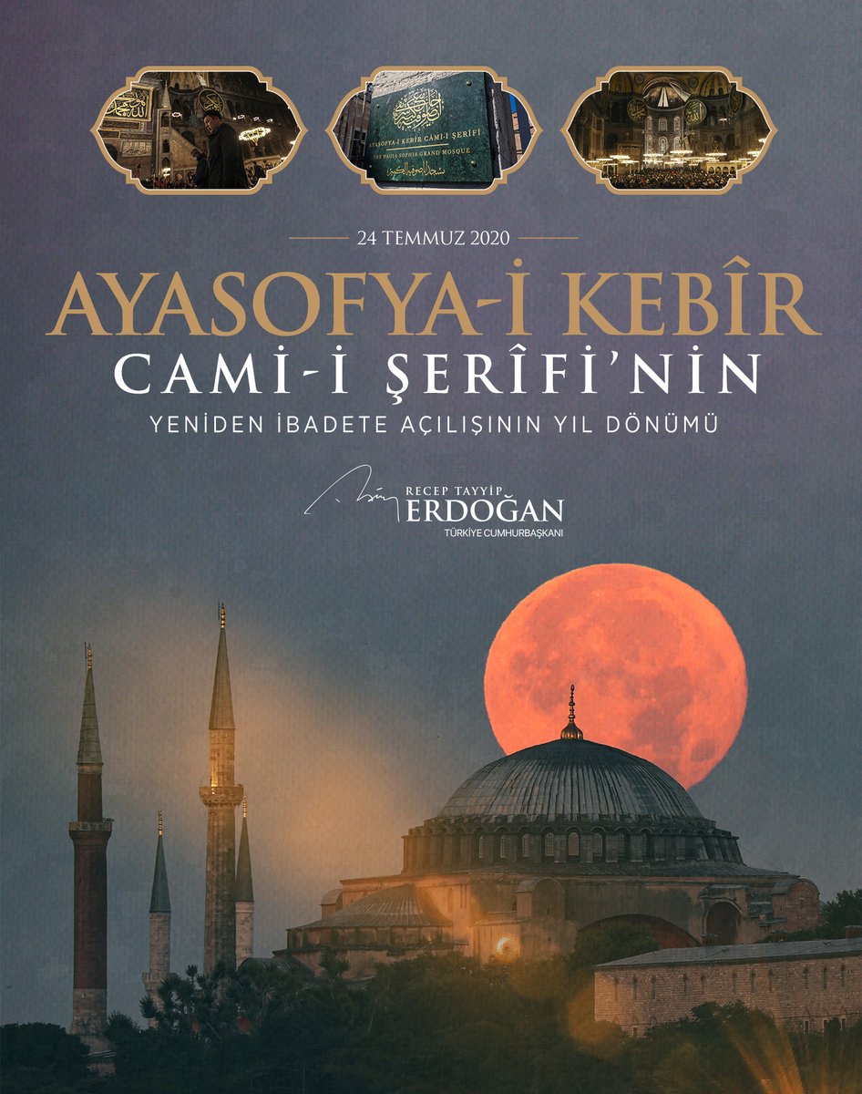 86 yıl sonra fethin sembolü, Fatih’in vasiyeti ve emaneti Ayasofya-i Kebîr Cami-i Şerîfi’ni aslına rücu ettirmeyi bizlere nasip eden Allah’a hamdolsun.

Ayasofya’nın dirilişi bir kez daha hayırlı olsun.