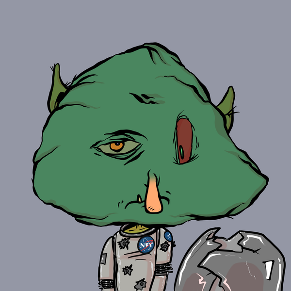 NotForTimmy's tweet photo. A short @goblintownwtf story:

@goblintown2042 asked how this Gob could fit his big green HEDZ into DatSpaceSootGotsHoles helmet. 

Just 3-1/2 hours later, @process_grey, the co-founder/artist himself responds with this unique beauty!

No. Other. Project!!! @truth ly amazing! 🙏 https://t.co/l4WINOCp7D