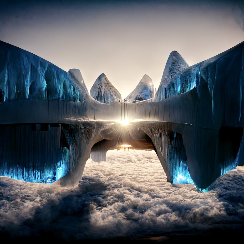 CodeAndDot's tweet image. Arctic kingdom, aurora lights in the night sky, 3D render #AiArtwork #aiart #midjourney #MidjourneyAI #discodiffusion #NFTartist #nftart