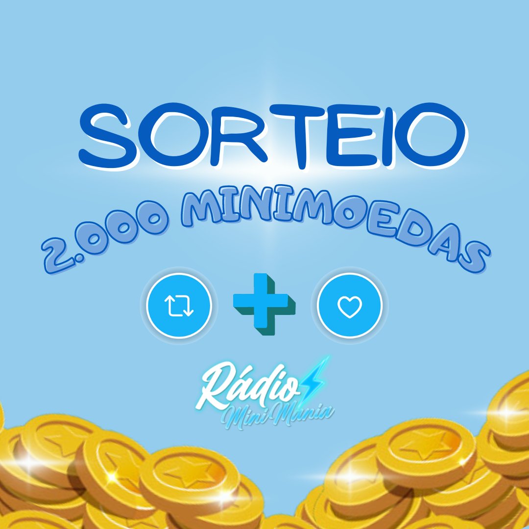 RadioMiniMania's tweet image. 🪙 Sorteio de 2.000 MiniMoedas no MM

Requisitos para participar:

🐦 Seguir @RadioMiniMania e @MiniManiaApp 
🔁 RT + FAV no post.
 🫂 Marcar 2 amigos.

📅 Resultado: 28/07

#minimaniabeta #minimania #minimaniaapp #smallworlds #minimundos