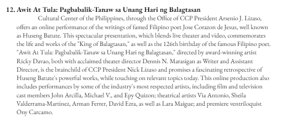 mareclareng's tweet photo. [Cultural Event]
Awit At Tula: Pagbabalik-Tanaw sa Unang Hari ng Balagtasan | 1 hour and 24 minutes

@FEUCenterArts https://t.co/pGwk6JTVvi