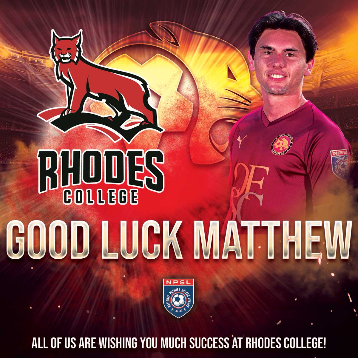 CfscPanthers's tweet photo. We would like to wish Matthew Ahl much success as he starts his college career at @RhodesCollege The recent Trinity Prep graduate and @FlKrazeKrush product has a very bright future ahead of him. We will be rooting you on Matthew! #cfscpanthers #npsl #rhodescollege https://t.co/VzuJgYmOxA