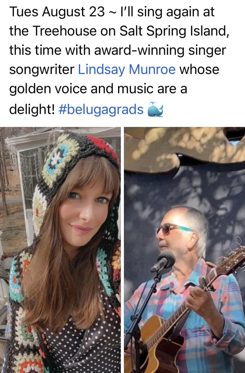 Raffi Cavoukian 🇨🇦 (@raffi_rc) on Twitter photo rehearsing for my Aug 23 gig with <a href="/LinzMunroe/">Lindsay Munroe</a> at the Treehouse on Salt Spring Island. we’ll have great fun blending voices in unison and harmony. you’ll ❤️ Lindsay’s songs! #belugagrads rehearsing for my Aug 23 gig with <a href="/LinzMunroe/">Lindsay Munroe</a> at the Treehouse on Salt Spring Island. we’ll have great fun blending voices in unison and harmony. you’ll ❤️ Lindsay’s songs! #belugagrads