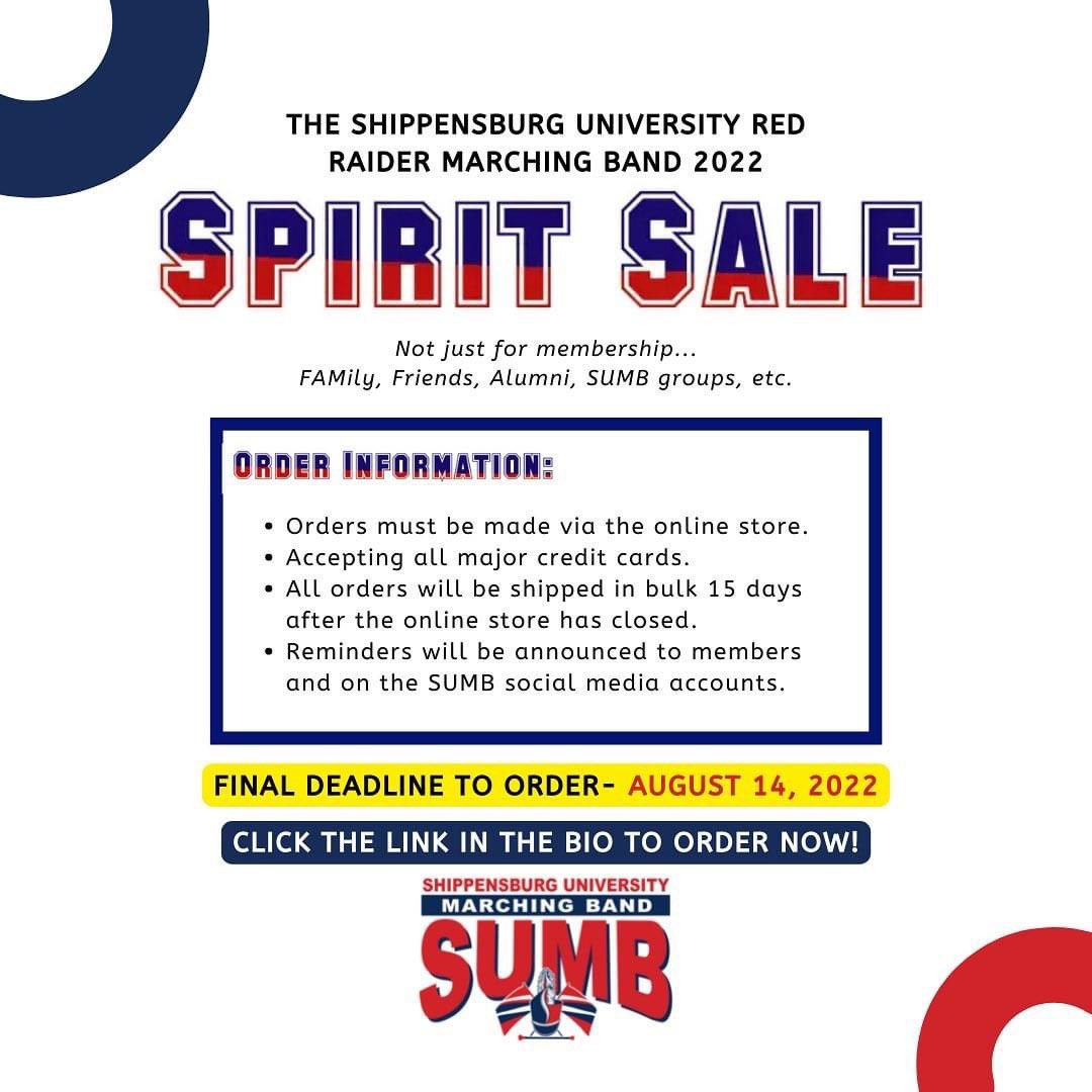 There is still time to place your order for the 2022 SUMB spirit sale! The sale closes on Sunday, Aug. 14 at 11:59 p.m.