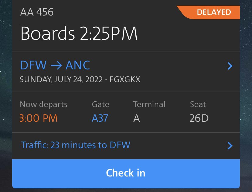 M_Gostel's tweet photo. I don’t normally mind flight delays so much, but when they keep me from seeing friends &amp; colleagues #botany2022 😭😭

@AmericanAir I would at least appreciate a delay notification before I arrive at the airport 😖🤦🏼‍♂️ https://t.co/wOfWhQeSGq