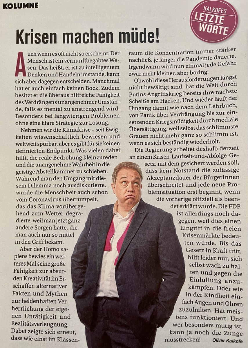 twitkalk's tweet photo. Wer nicht zu müde ist zum Lesen, der darf gerne selbiges!
#Mattscheibe #TVSpielfilm #KalkofesLetzteWorte
#Krisenmüdigkeit #TooManyProblems #KrisenBeschränkungJetzt https://t.co/f7sfWBGBQO