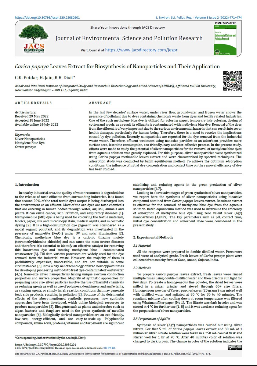 Jour. Environmental Science & Pollution Research (@jespr_journal) / Posts /  X