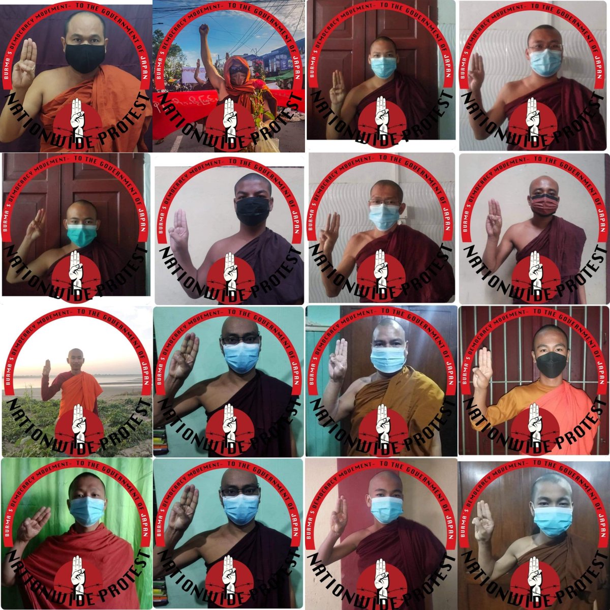 Anti-coup revolutionary domestic strike by pro-democracy Buddhist monks as 531st day without a day off.  #2022July24Coup #July24Nihon #JapaneseGovernmentAcceptNUG #WhatsHappeningInMyanmar