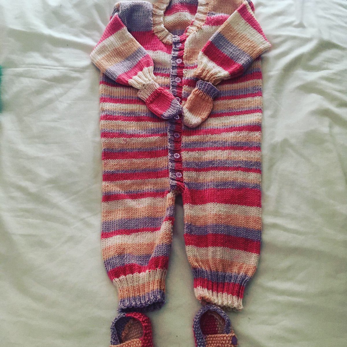 Two new #babyonesies and #accessories for my new grandniece! #handknit #handknitted #babygift #handmade #handcrafted #handicraft #madewithlove #knitting #yarn #wiyarn #hobbycraft #lovetoknit