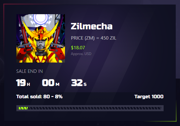 zilmecha's tweet photo. Sale is quickly approaching zero, with 8% sold. Does this make the metapolis skin even rarer?

Go and find out more information about Zilmecha on our partners Okipads website, and see what you are missing.

#zilliqa #zilmecha #okipad

https://t.co/zB6qcPcZES https://t.co/VF2Egh53Hu
