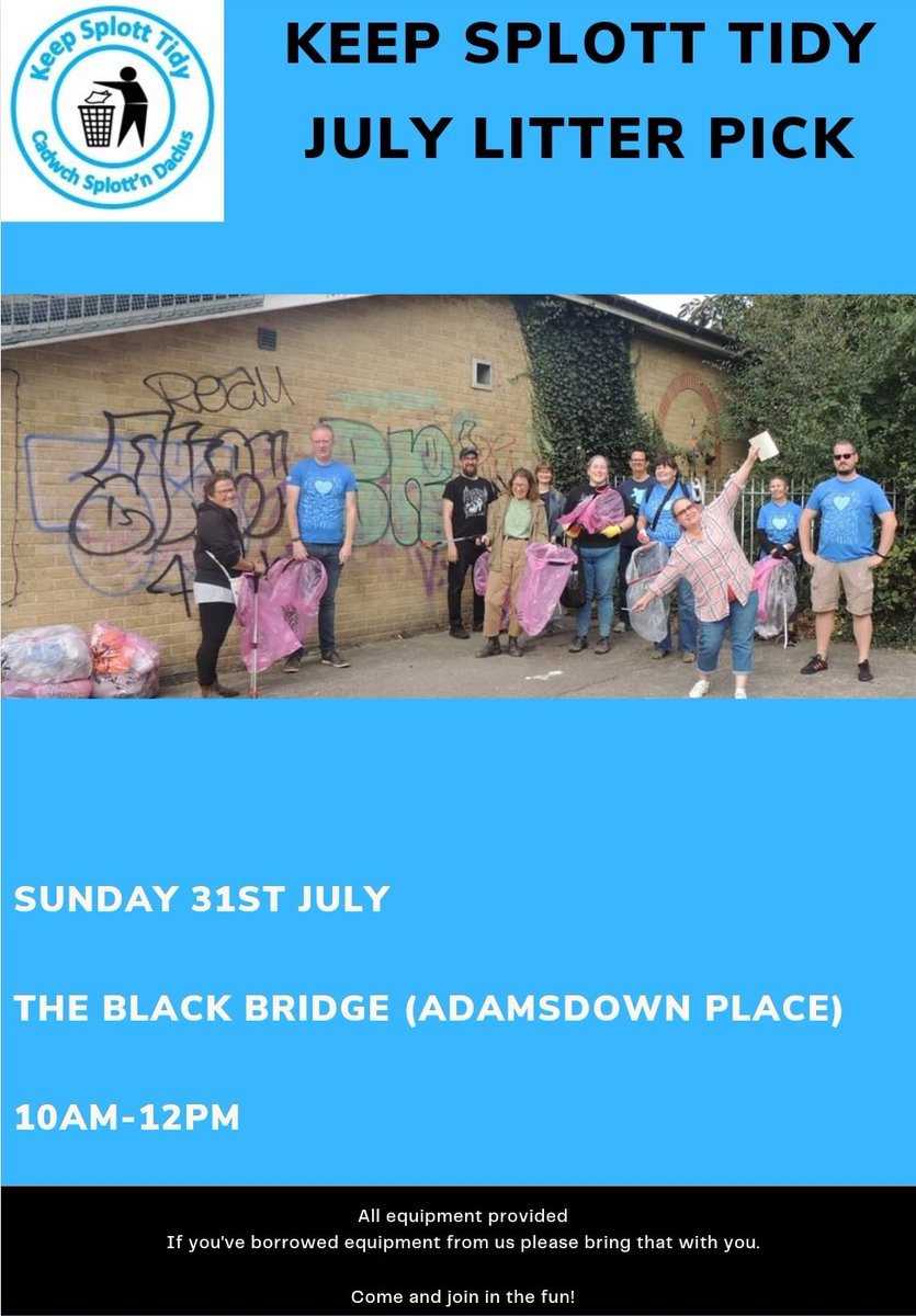 Come and join us next Sunday, 31sy July at 10am at the black bridge on adamsdown place.