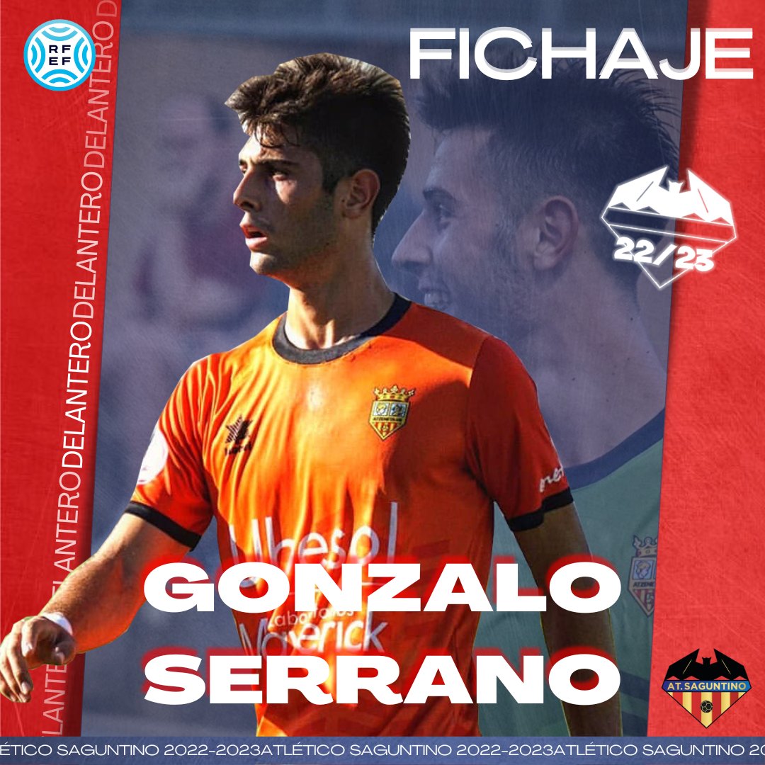 💣 𝐅𝐈𝐂𝐇𝐀𝐉𝐄

El delantero ɢᴏɴᴢᴀʟᴏ ꜱᴇʀʀᴀɴᴏ (<a href="/Gonserra8/">Gonzalo Serrano</a>) es el décimo fichaje del #AtléticoSaguntino para la 22/23. El curso pasado jugó en <a href="/Atzeneta_UE/">Atzeneta UE</a> y <a href="/AlbaceteBPSAD/">Albacete Balompié 🤍</a> B. ❤️💙

🔗 atleticosaguntino.es/Actualidad/Not…

¡Bienvenido a Sagunto, Gonzalo! ⚔️