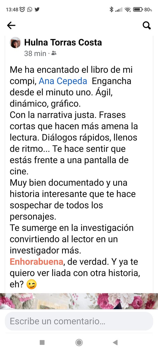 Gracias por esta maravillosa reseña, @torrascosta 
#DeCódigosyMuerte 
#opiniondeloslectores 
#Novelanegraespañola
#policíaca 
#sagacastro 
#lecturaadictiva 
#noir
#Literaturacontemporánea 
#novelanegraycriminal 
#Thriller 
#novelademisterio 
#inspectorcastro