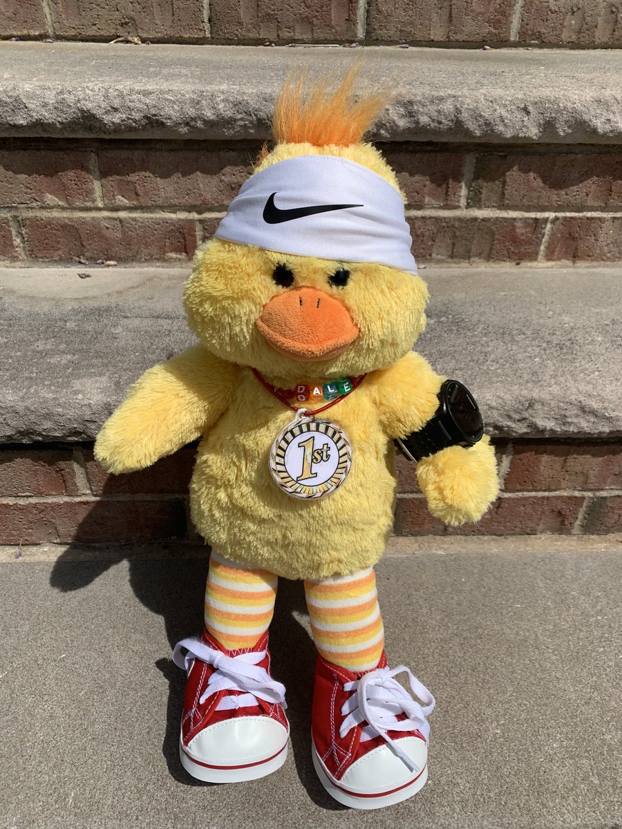 My roommate dale, inspired by the duck named seducktive than ran a road race, ran his first 5k this morning! He even was awarded a medal for being the first place stuffed animal to finish!! Don’t tell him he was the only stuffed animal there, we don’t want to kill his vibe