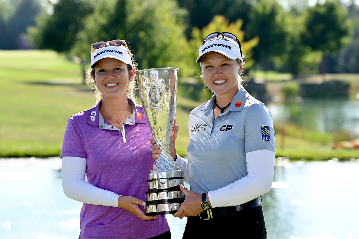 LPGA's tweet photo. With her win at the @EvianChamp, 11 of @BrookeHenderson's 12 wins have come with her sister, Brittany, on the bag 👏 https://t.co/ObzhHEYi4Q