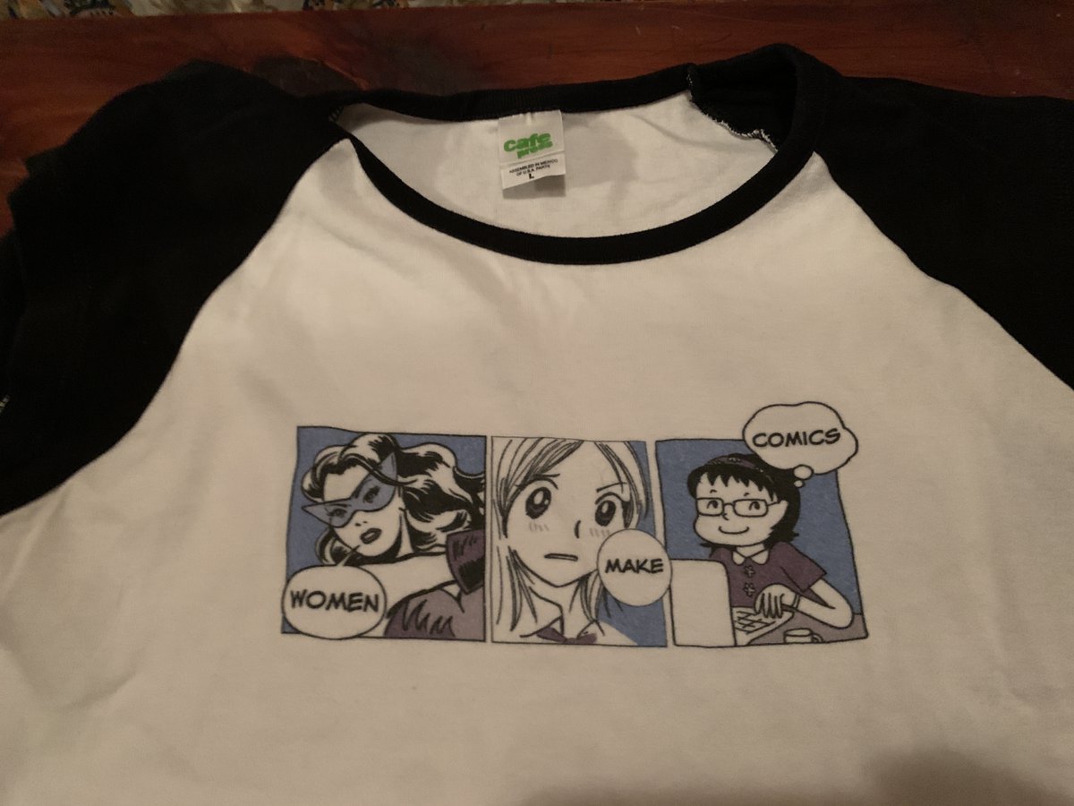 johannadc's tweet photo. Found this fave shirt designed by @debaoki years and years ago when it wasn’t so obvious to some people that Women Make Comics. https://t.co/PmDF2zV8Ho
