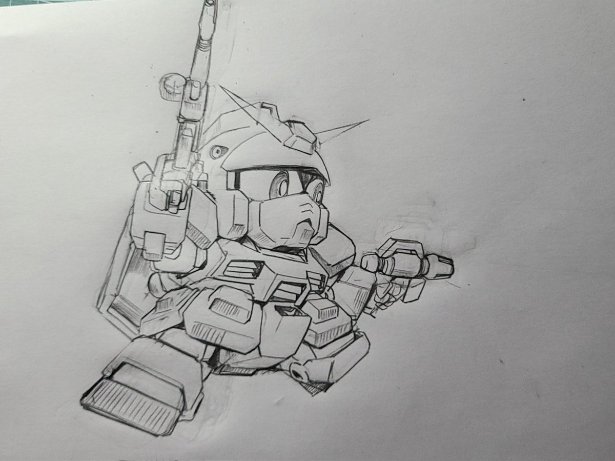 no humans chibi monochrome mecha robot weapon greyscale  illustration images