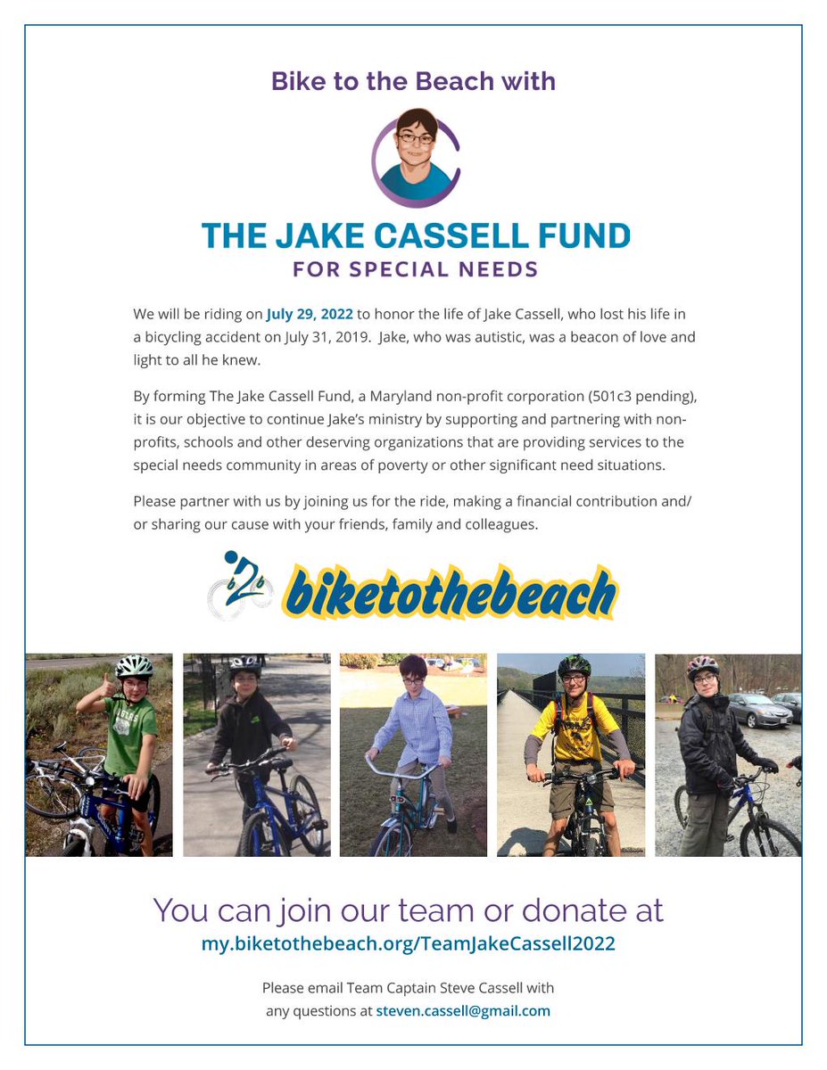 FDG is proud to be supporting Rick Felice &amp; Team Jake Cassell, riding to raise autism awareness at Bike to the Beach 2022 on Friday, July 29, 2022. Learn more about the Jake Cassell Fund for Special Needs and how to support this great cause @biketothebeach
my.biketothebeach.org/FeliceRick58