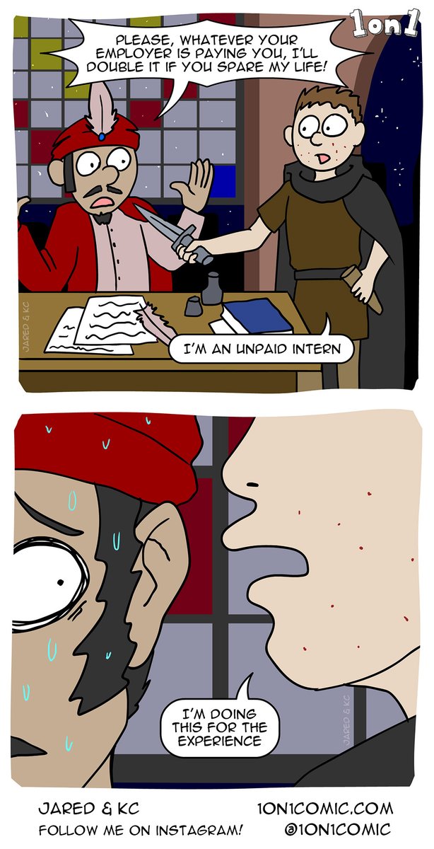 I'm gonna keep posting this cuz it's my favorite.

(but also friends, you should pay your interns)

#interns #internship