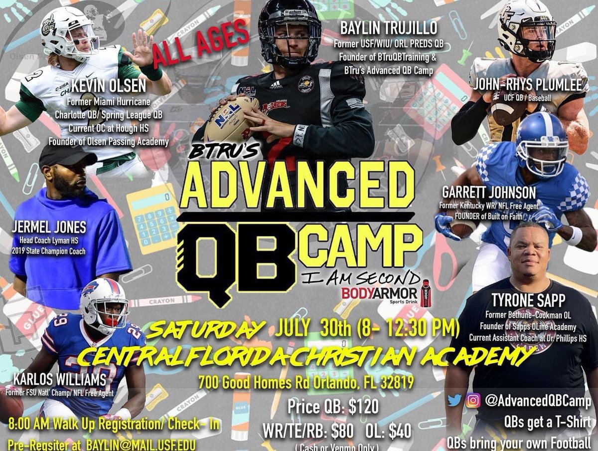 #sappsolineacademy Tyrone Sapp OLine Academy BTru's Advanced QB CAMP #July30th Premium Lineman and QB Training that translates directly to the playing field. This Saturday is your opportunity to work with some of best coaches and trainers around. Lets get to work.@AdvancedQBCamp