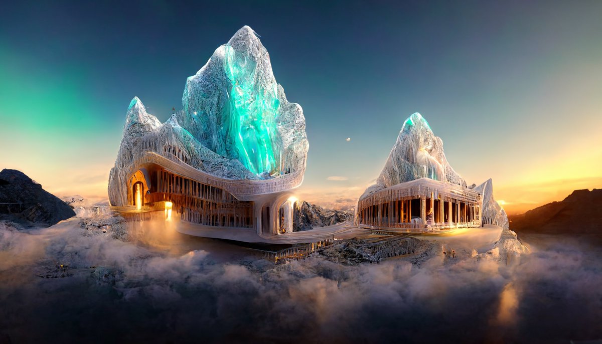 CodeAndDot's tweet image. Icy palace❄️ #aiart #AiArtwork #discodiffusion #midjourney #MidjourneyAI #nftart