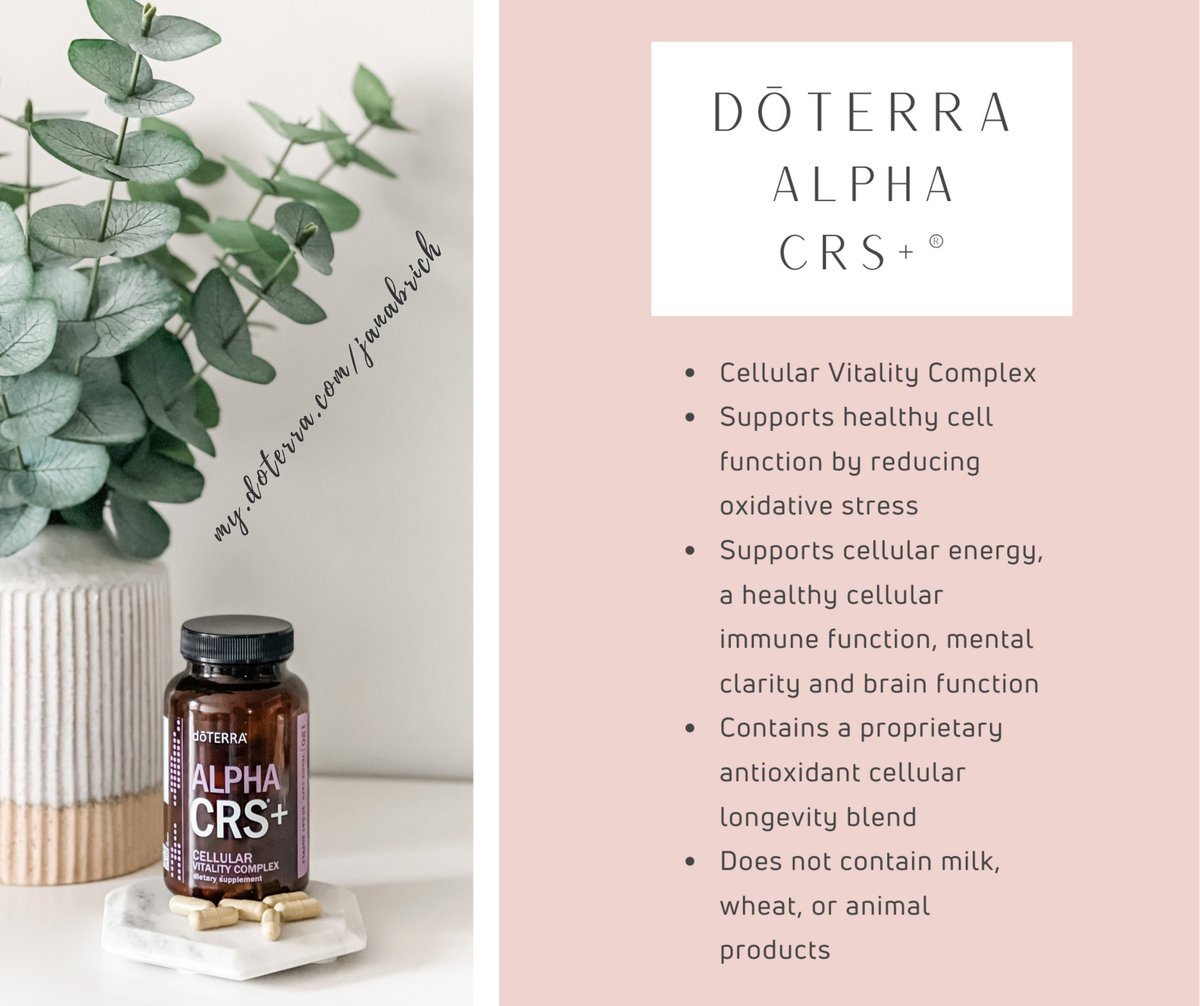 doTERRA Alpha CRS+ Cellular Vitality Complex is a proprietary formula combining potent levels of natural botanical extracts that support healthy cell function with important metabolic factors of cellular energy.  
#LLV #Lifelongvitality
#vitamins
#cellularenergy