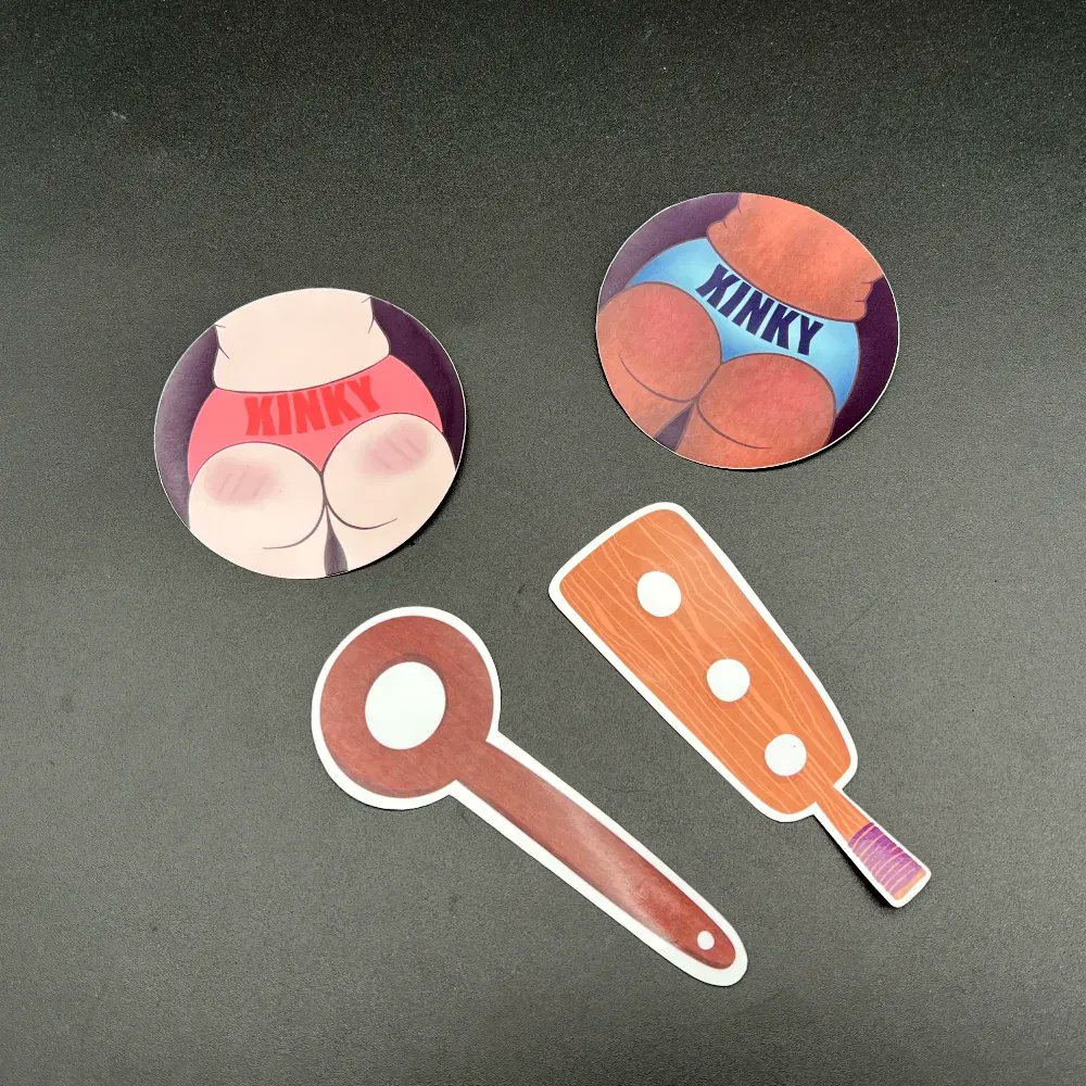 thekinkery's tweet photo. All of our kinky stickers are up to 50% off! They won't be restocked as we're moving them to a new home at @LovingBDSM (our kink education podcast world). 

For indoor use only. They are not waterproof or UV resistant.

Shop here: https://t.co/9C7m87kVtY https://t.co/bjEhppeiph