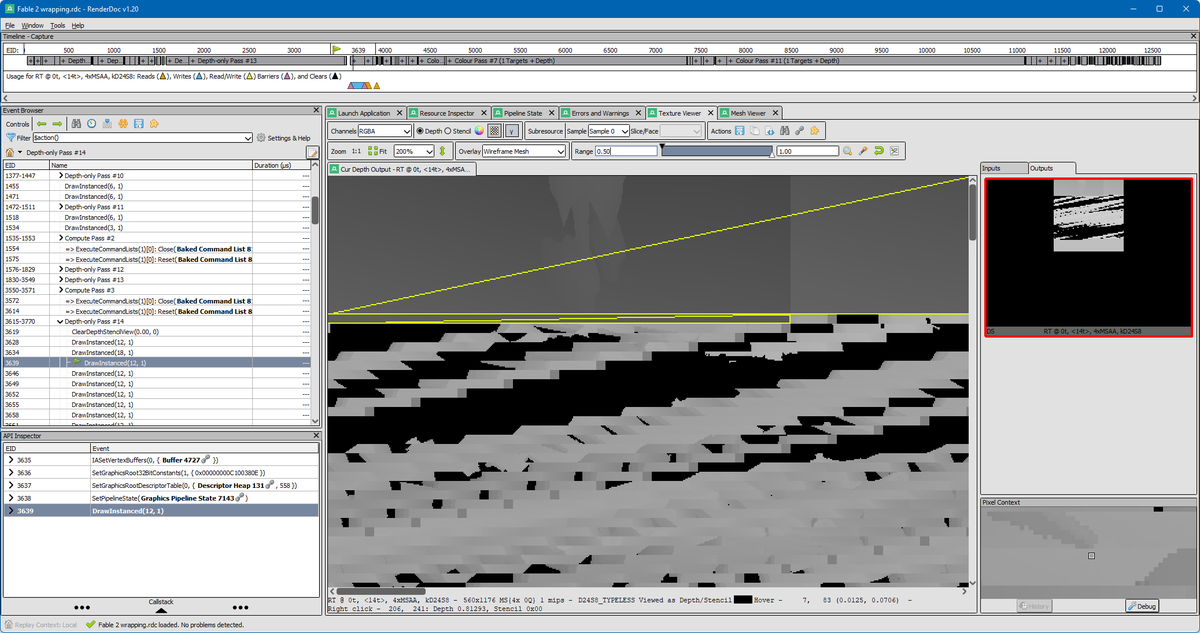 Some ands/OpBitwiseAnds, some udivs/OpUMods (with a constant!), some loops split into two, and the p🔵rtals between the beginning and the end of the EDRAM are now 🟠pen in <a href="/xeniaproject/">xenia emulator</a>!
1️⃣ Before — look at the bottom
2️⃣ After
3️⃣ EDRAM tiles 2048…2268…
4️⃣ …go to tiles 0…220!