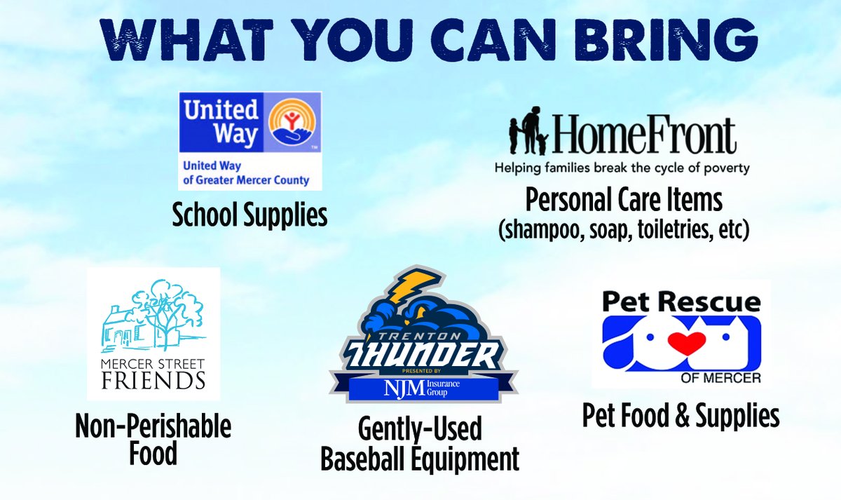 TrentonThunder's tweet photo. Our Good Deed Day is on Sat, July 30th!
Organizations:
•@UWGreaterMercer- school supplies
•@HomeFront- personal care items
•@MercerStFriends- non-perishable food
•@PetRescueMercer- pet food/supplies
•@grandslamwecare- gently-used baseball equipment

📰https://t.co/DBcE3PEFYa https://t.co/oTjb0MVBXe