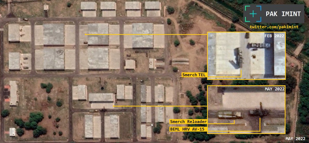 pakimint's tweet photo. #IMINT Indian Army has replaced the old 551 Smerch Regiment infrastructure at Ambala Cantt with a new compound.
Reasons for this include moving out from the decades old decaying buildings and for accommodating additional new Super Stallion 10x10 Missile resupply trucks. https://t.co/nGZunIdXme