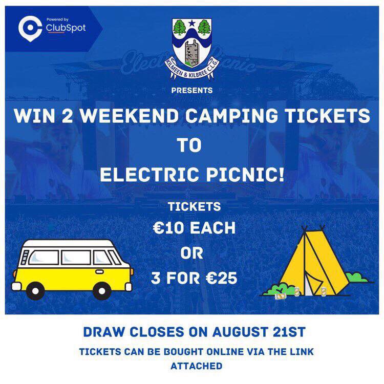 KilmeenKilbree's tweet photo. Please share this post among family and friends! 

Electric Picnic 2022
Enter a draw to win 2 weekend camping tickets - please share this post with your friends.
Please use the link below:

https://t.co/Lu150OoWSe
@KilmeenKilbree @OfficialCorkGAA @carberygaa https://t.co/EbBA5YIF8E