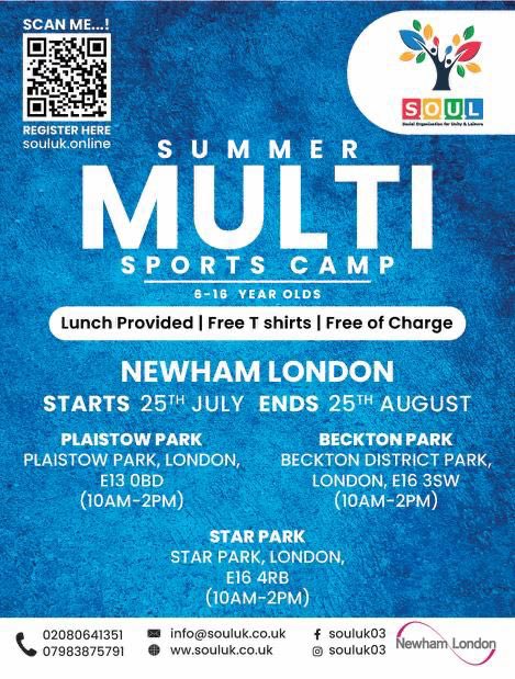 And it begins | SOUL Summer camp
Spaces still available for coaches, so if interested please DM me

Camp based in Newham, East London at 3 different locations

Plaistow Park, Beckton District Park &amp; Star Park 🫡