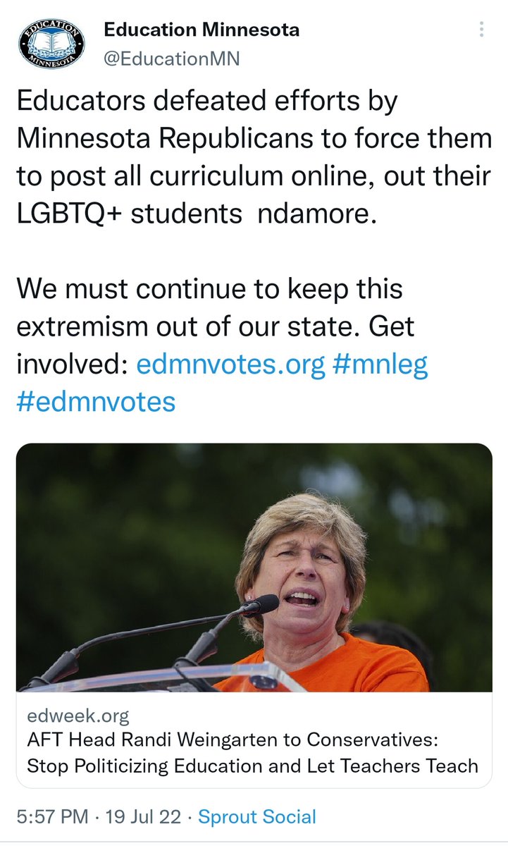 sd33mngop's tweet photo. The MN Teachers Union considers Transparency &amp; Honesty with taxpayers &amp; parents to be "extreme". Brags about defeating these goals.  
Keep an eye on your school board races, folks. EducationMN is well funded and ready to take away your voice &amp; representation at the table. https://t.co/BDeE5vJing