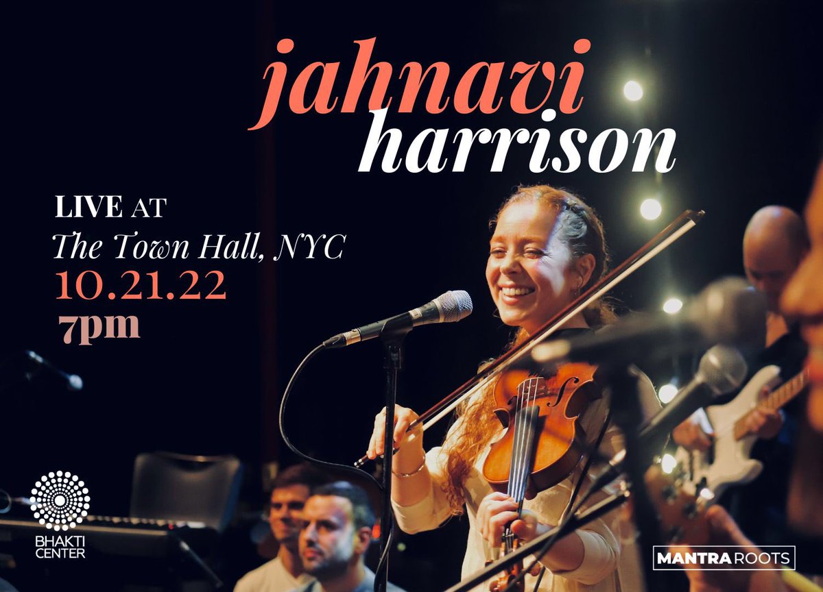 21 October, New York Town Hall! Come! Tickets: ticketmaster.com/jahnavi-harris…