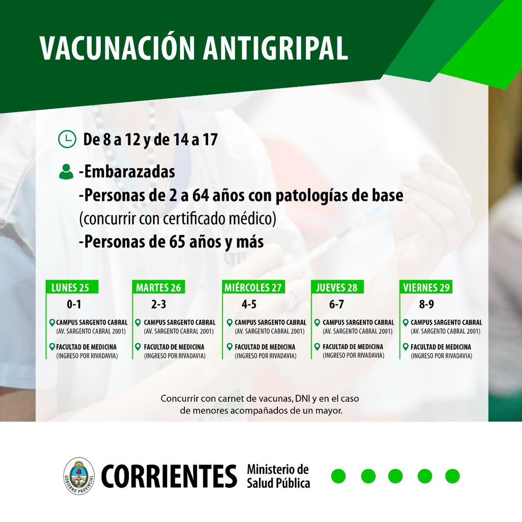 Cronograma de vacunación contra el COVID-19 y la Antigripal en #Capital, del 25 al 29 de julio, por terminación de DNI, en lugares establecidos. 💉