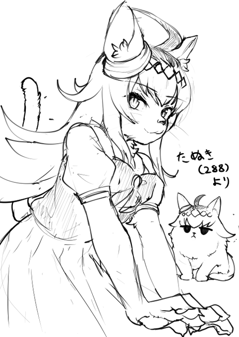 たぬき動画見てたオグリキャッツがかわいくてつい描いてしまった 