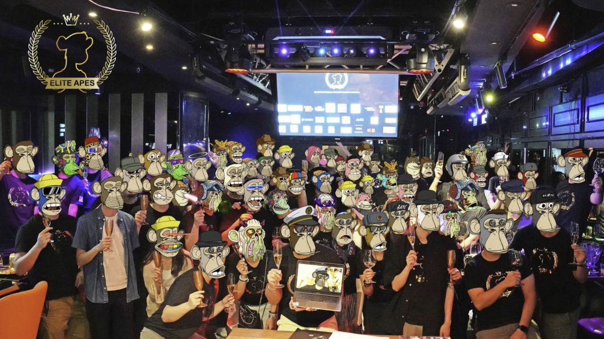 Celebrating our 1st anniversary. <a href="/EliteApesHK/">ELITE APES HK</a>

“Ape-pulation”  density.

<a href="/BoredApeYC/">Bored Ape Yacht Club 🍌</a> #BAYC #MAYC 

What a ride.